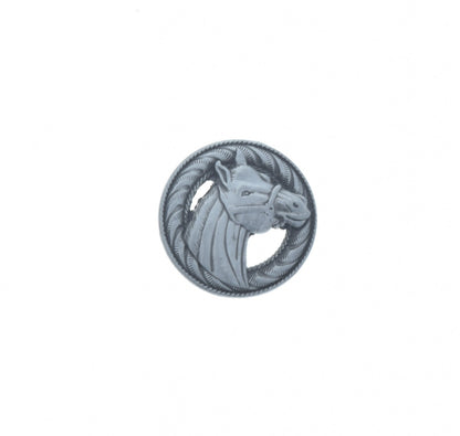 Horse Head Concho, antique silver or antique copper, 2 facings, screw on back attachment, Each