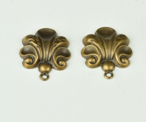Floral connector charm pendant, Made in USA, antique gold, pack of 2