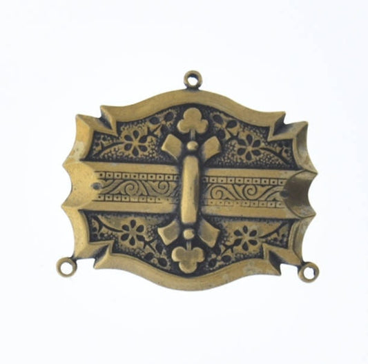 Clover Drawer Pull Pendant Connector Charm, antique gold, made in USA, pack of 2