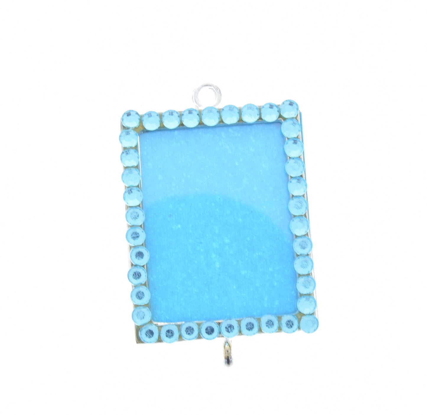 Turquoise Crystal Frame Pendant, Add your own art, 46mm x 36mm, rectangle, Pack of 3