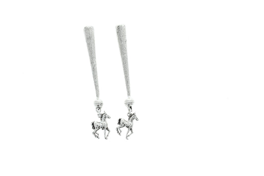 Quarter Horse Pony Bolo Tips, vintage silver, Made in USA, set of 2
