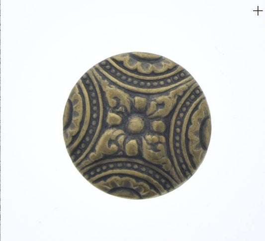18mm Circle Dome Brass Stamping, Vikings Celtic Norse, Anglo Saxon, antique gold, Pack of 3   (3624AG)