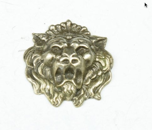 Lion Head Charms Stampings for earrings, buttons, 27mm, A Klein inspired, antique silver, Made in USA, pack of 3