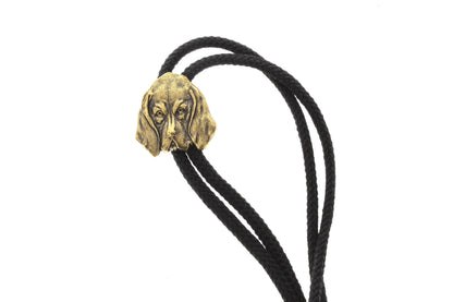 Dog Bolo Tie in Gold with 36" cord in black,  Made in USA, Each