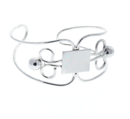 Wire Formed Silver Bracelet Cuff,  adjustable, each
