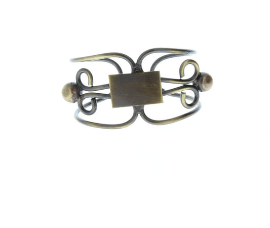 Wire Formed Antique Gold Bracelet Cuff, adjustable, each