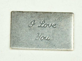 Vintage "I love you" Note Stamping, 18mm, in vintage gold or silver, made in USA, pack of 3