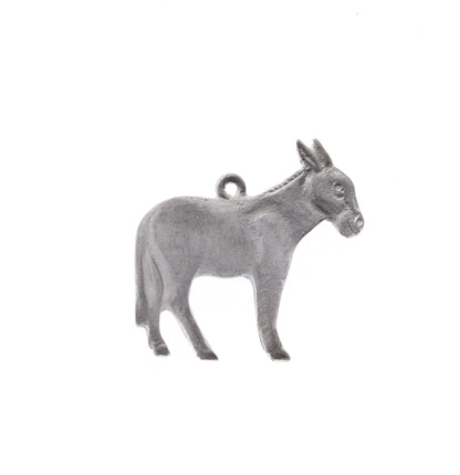 Donkey Charm, classic silver or rustic finish, Made in USA of cast zinc, Pack of 2