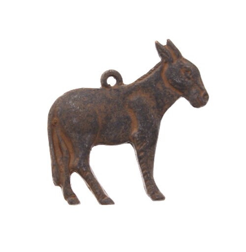 Donkey Charm, classic silver or rustic finish, Made in USA of cast zinc, Pack of 2