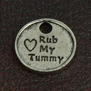 19 mm Rub My Tummy Pet Cat Dog Charm, 19mm, antique silver, Pack of 3