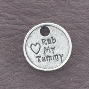 19 mm Rub My Tummy Pet Cat Dog Charm, 19mm, antique silver, Pack of 3