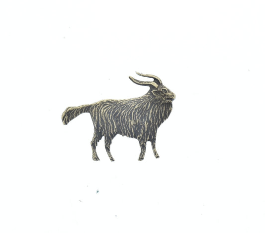 Long Hair Mountain Goat Charm, antique gold, made in USA, 26mm, Pack of 2
