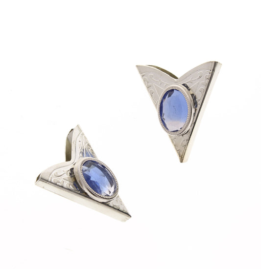 Western Collar Tip with Blue, Pink or Green Swarovski Crystal jewels, Antique silver, sold by PAIR