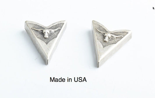 Collar Tip, Longhorn, Small, Antique Silver, Made in USA, 1 pair