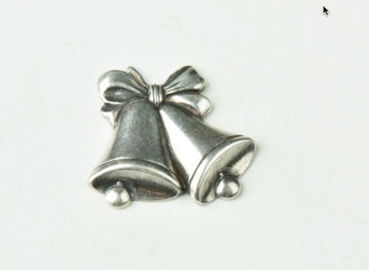 Silver Bell Charms, Wedding or Christmas, antique silver, Pack of 3