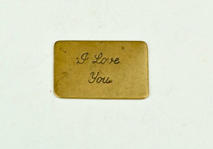 Vintage "I love you" Note Stamping, 18mm, in vintage gold or silver, made in USA, pack of 3