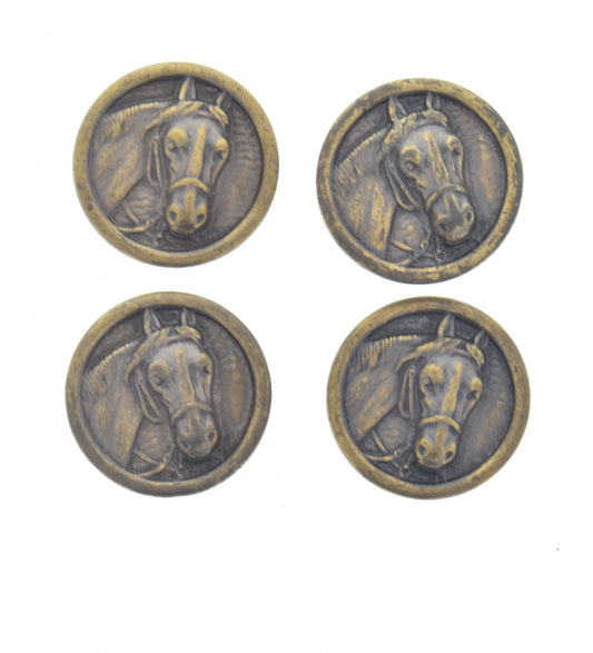 Vintage Button Covers, Quarter Horse Jewelry, Vintage Gold, 30mm, Made in USA, Set of 4