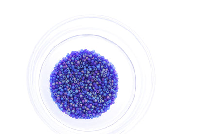 2mm Japanese Glass Matsuno 11/0 Seed Beads, transparent Blue Frost AB, Cobalt, Approx, 2575 beads