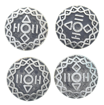 Vintage Button Covers, Norse Viking Celtic Rune, antique silver, 30mm, Made in USA, Set of 4