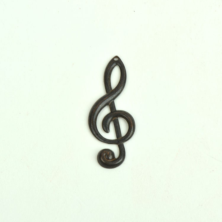 12x32mm Treble Clef Charm, Rusty Black, Made in USA, pack of 6