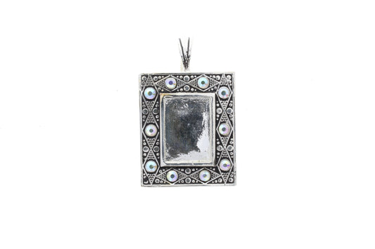 Magnetic Clasp Designer Pendant, 2.17In x1.82in Magnetic Clasp Premium Designer Pendant, Silver w/Crystal AB, each