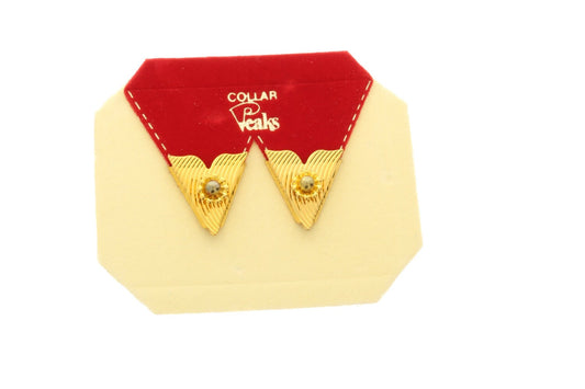 Vintage Collar Tips, 25mm x 18mm, gold plated with pearl, sold by pair  2625G