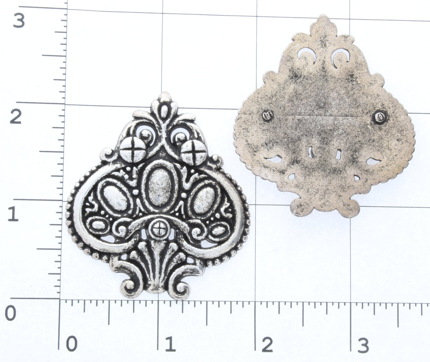 Moorish Midgard Cabochon Parts for Button, Cloak Clasp, Sweater Clip, 58mm flat back, Antique Silver, Pack of 2