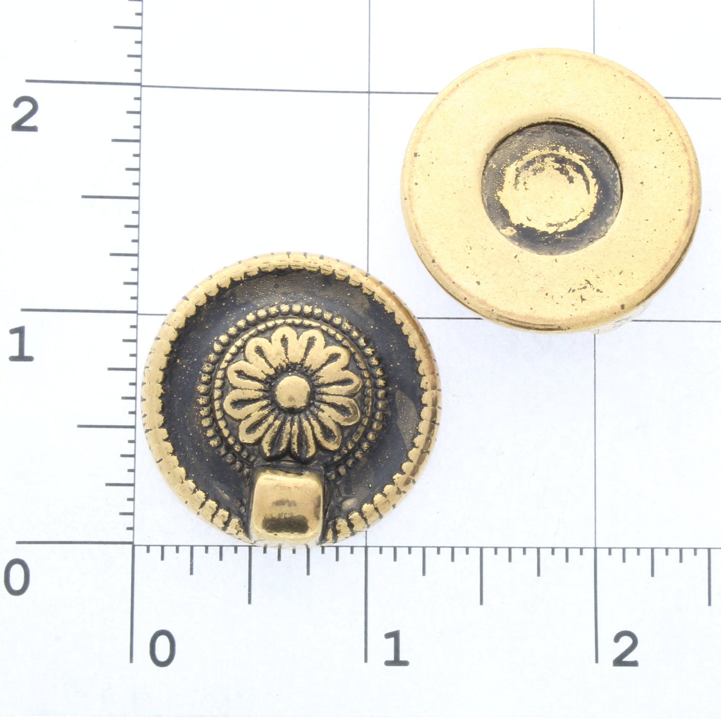 Round Shield Viking Cabochon with Bail, for Button, Cloak Clasp, Sweater Clip, 36mm, flat back, Antique Gold or Silver, Pack of 3