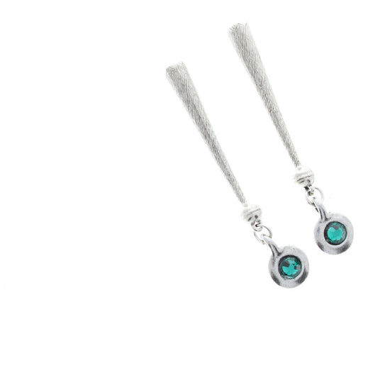 Silver Bolo Tips with Crystal, set of 2