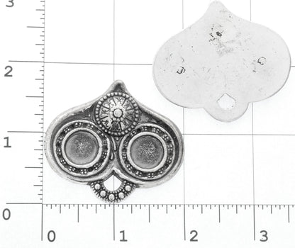 50mm Viking Norse Celtic Bezel Pendant, Cloak Clasp Part, Sweater Clip, Antique Silver, 11mm bezels, Flat Back, Pack of 2