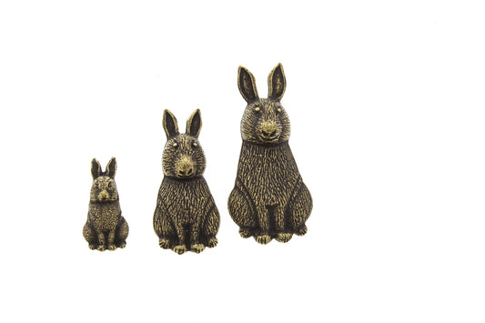 Rabbit Charms, 3 sizes, zinc metal, antique gold, pack of 2