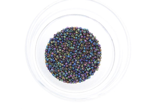 Japanese 11/0 Seed Beads, Opaque Frost AB black 18 Grams, Approx. 2636 beads