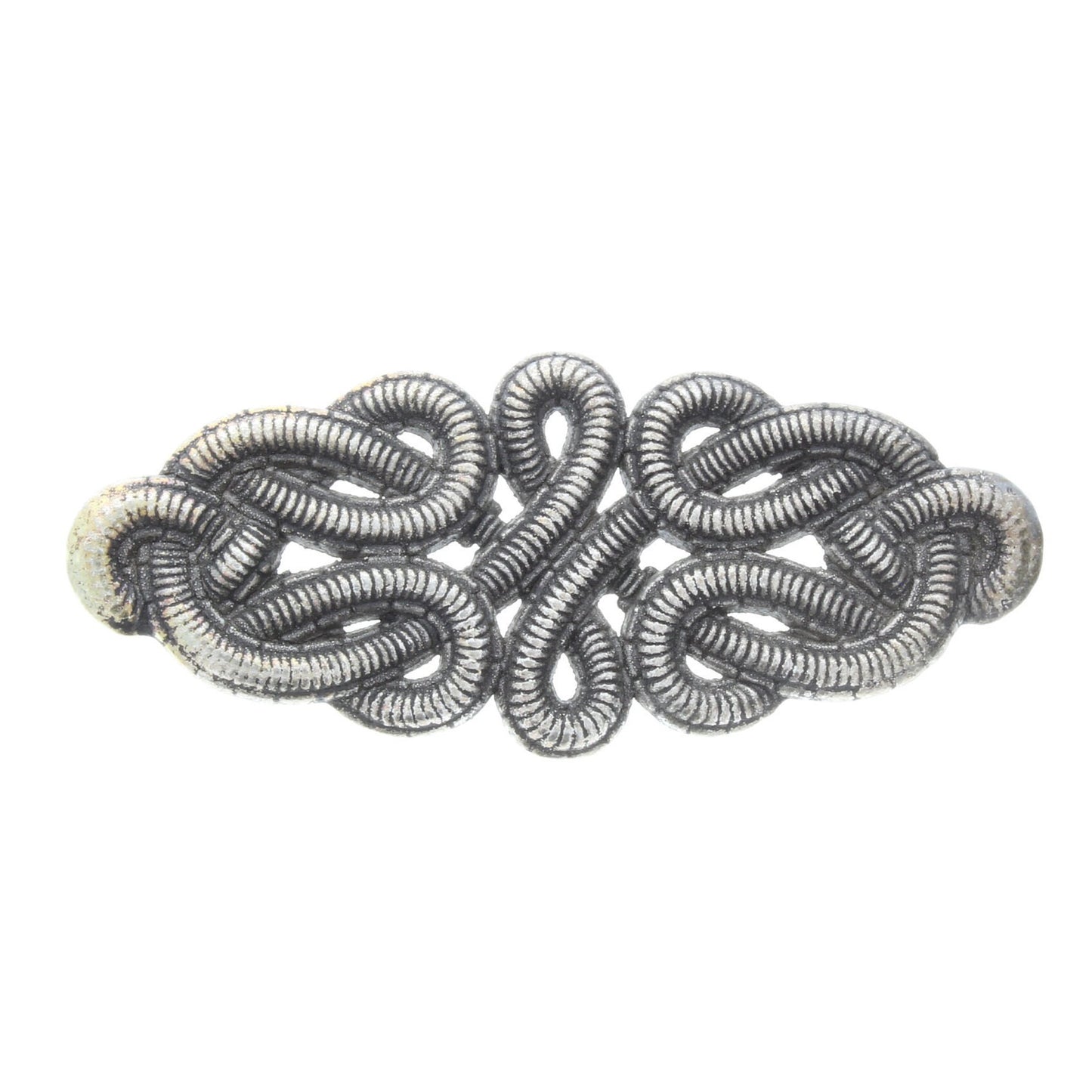 73x30mm Vikings Lagertha, Norse Celtic Twisted Knotted Rope Barrette, Cloak Clasp finding, Flat back, Antique Silver, pack of 4