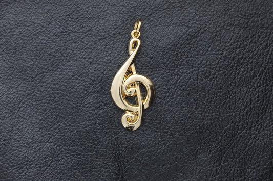 Treble Clef Pendant, 65mm long, gold plated, pack of 2