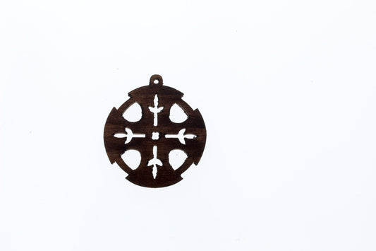 Celtic Alisee Cross Walnut Wood Pendant, 48mm, Brown, Each