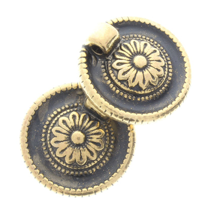 Round Shield Viking Cabochon with Bail, for Button, Cloak Clasp, Sweater Clip, 36mm, flat back, Antique Gold or Silver, Pack of 3