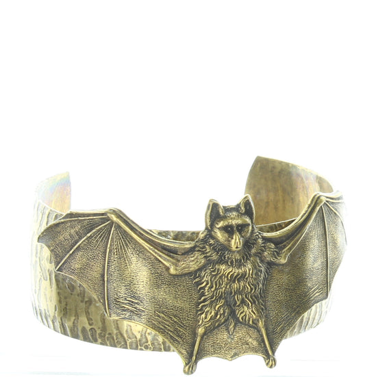 Bat Cuff Bracelet, 1" wide, adjustable, antique gold, BCI, Made in USA, Each