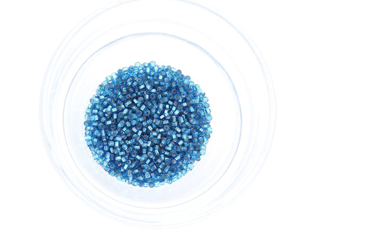 Japanese  11/0 Seed Beads, Silver lined square hole, aqua blue