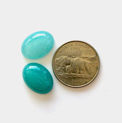 18mm Natural Turquoise Jade Gemstone Cabochons, SemiPrecious Oval Cab, Flat Back, 18x13mm, pack of 6 or 1 Each