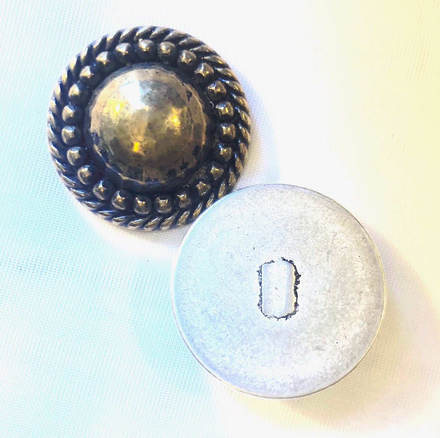 3/4" Bead Edge Metallic Done Cabochon in antique silver or antique gold, for earrings and buttons, Pack of 6