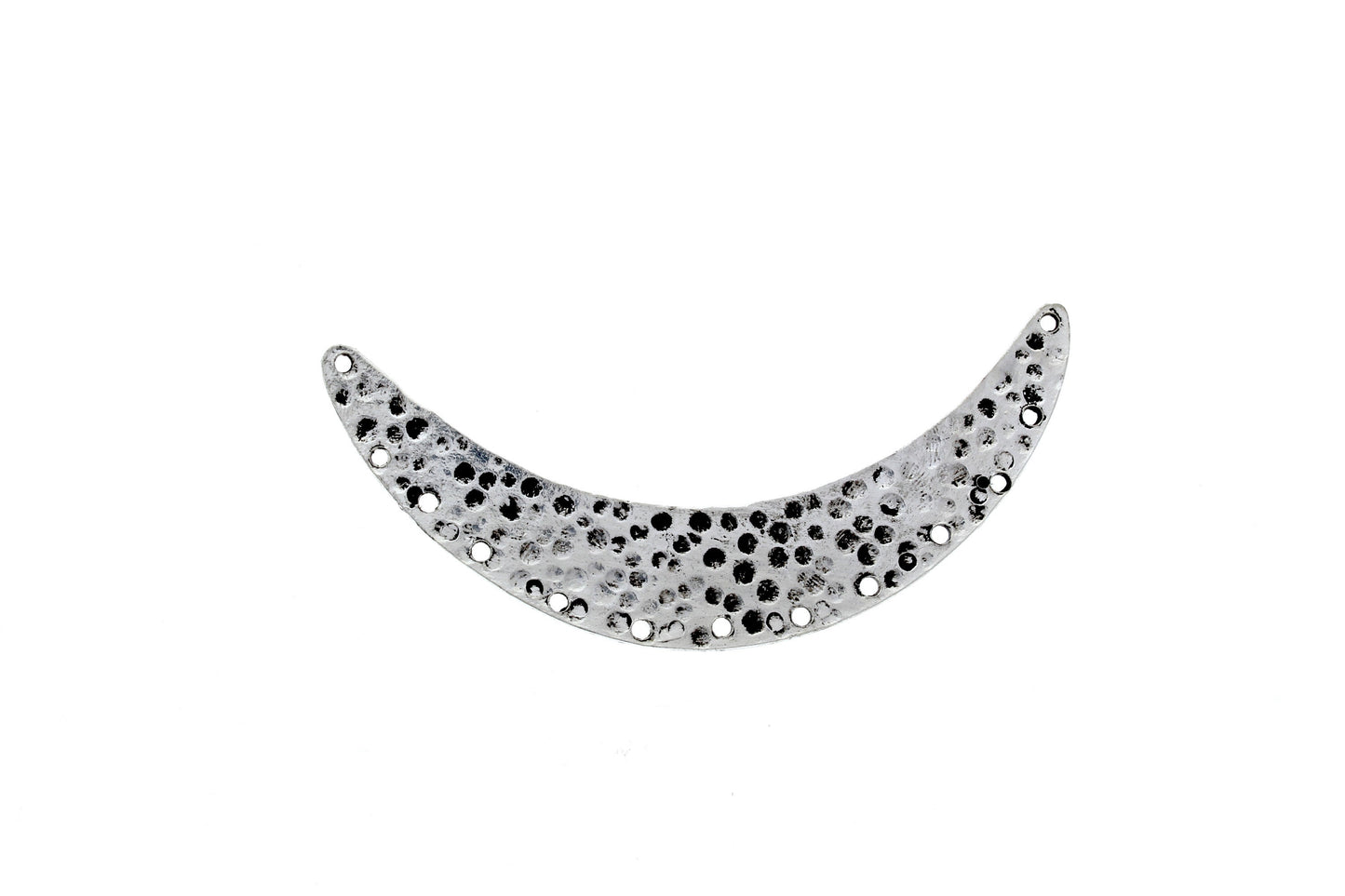 Hammered Bib Collar with 11 Holes for beading, Connector Pendant, antique silver, Each