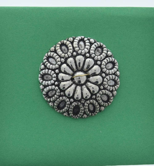 Vintage Button, 2 hole, 37mm, silver plated antique plated, made in Germany, pack of 4