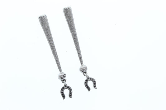HorseShoe charmed  Bolo Tips,  Made in USA of zinc, Set of 2