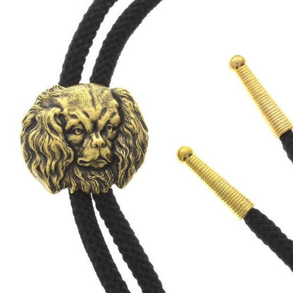 Spaniel Dog Bolo Tie, antique gold on 36" black, red or olive green cord, Made in USA, Each