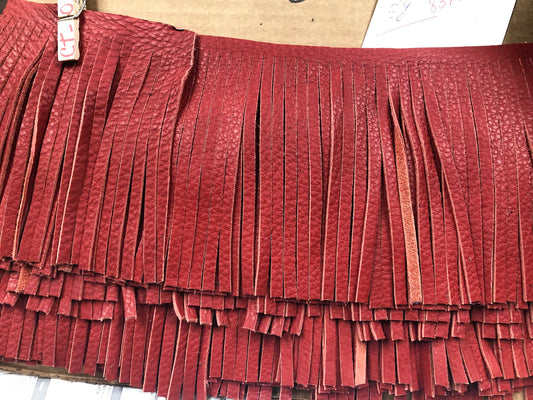 6" Red  Leather Fringe for embellishment of purses, jackets or other accessories, Sold by the foot (30 cm) C1026_red