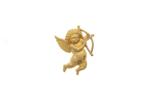 Vintage Victorian Cupid Stamping, raw brass gold, made in USA, 1.80",  pack of 2