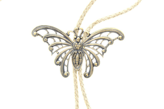 Butterfly Filigree bolo,  Bolo  tie , 36" jute cord  , sold by each