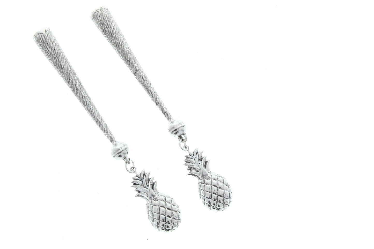 Bolo Tips with Pineapple Charms, Antique Silver over zinc cast, Handmade in USA, Pack of 2