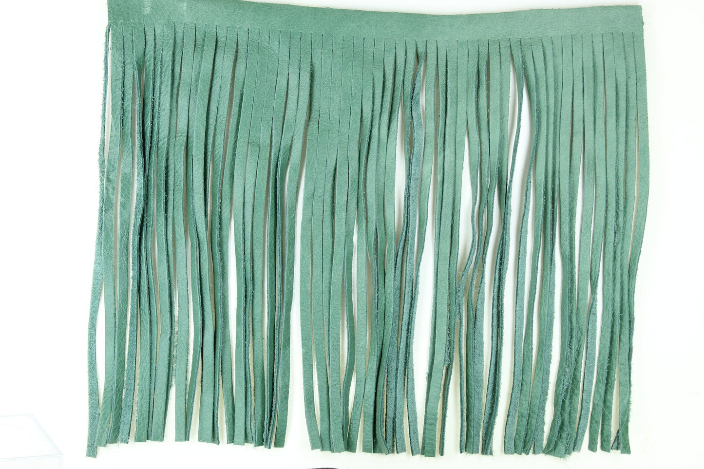 LeatherFringe,  10" Genuine Leather Fringe, Turquoise , 1/2" top bias, HandMade in USA, sold by the foot C1028 TURQ.