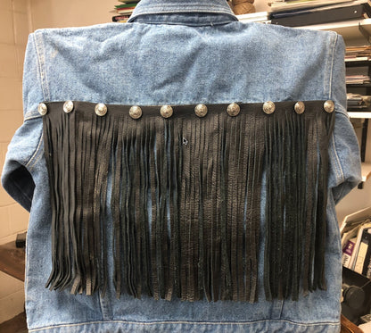 LeatherFringe,  10" Genuine Leather Fringe, Turquoise , 1/2" top bias, HandMade in USA, sold by the foot C1028 TURQ.